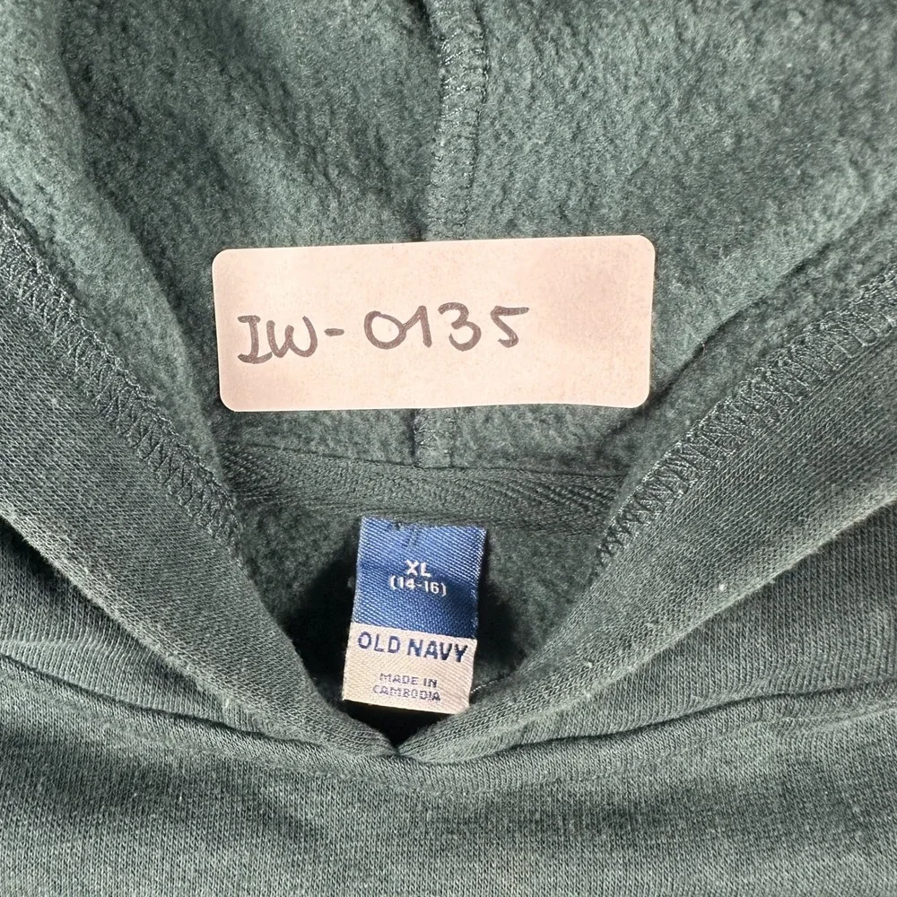 Old Navy Pullover Hoodie XL Green Solid Cotton Blend Fleece